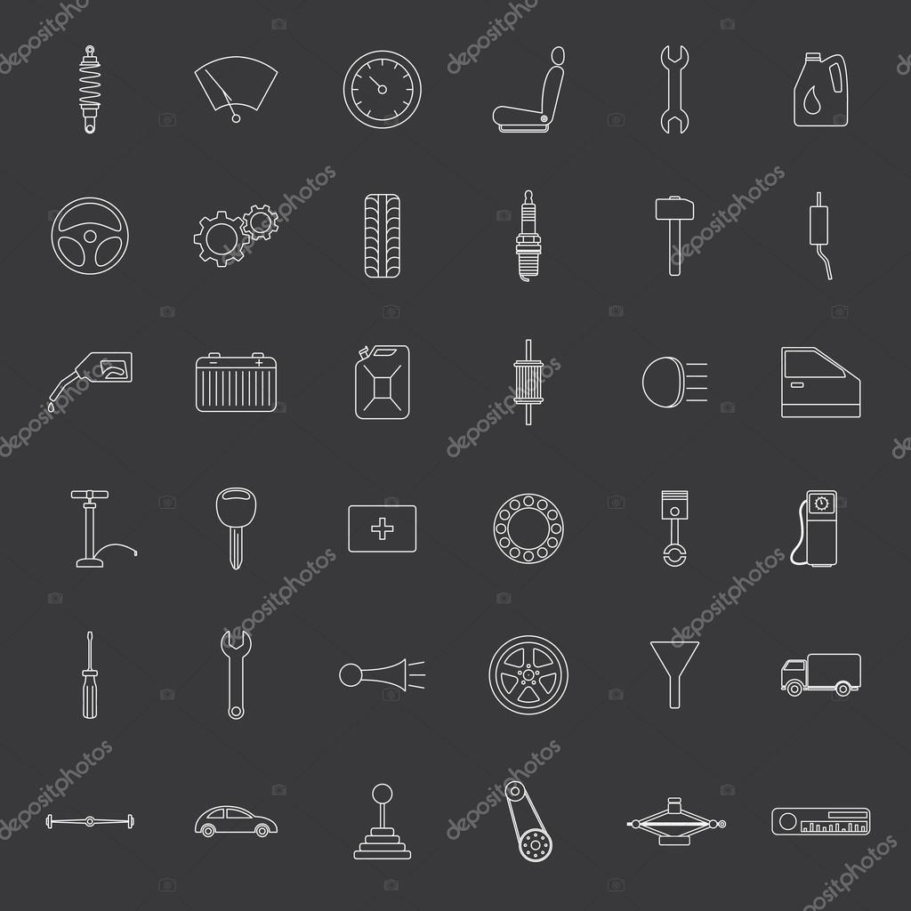 Set of car parts icons. Vector EPS8 illustration.