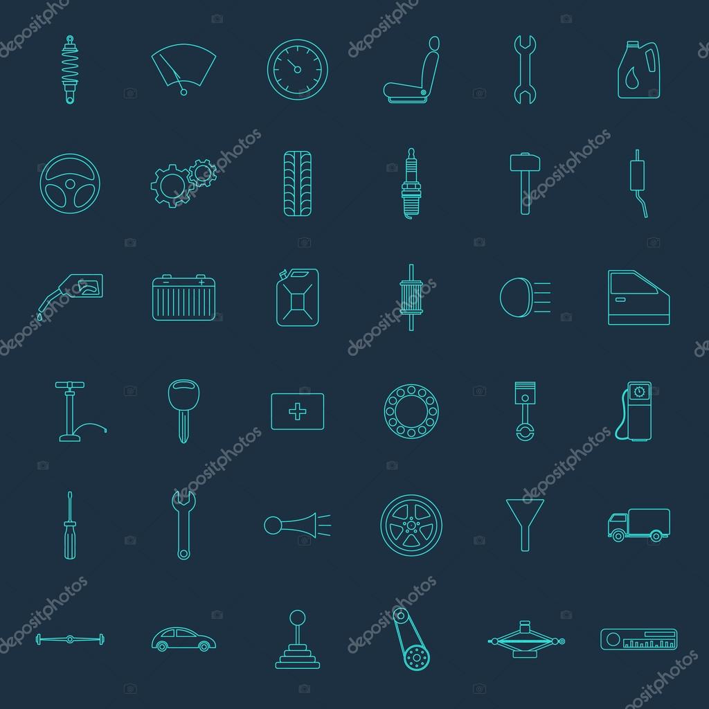 Set of car parts icons. Vector EPS8 illustration.