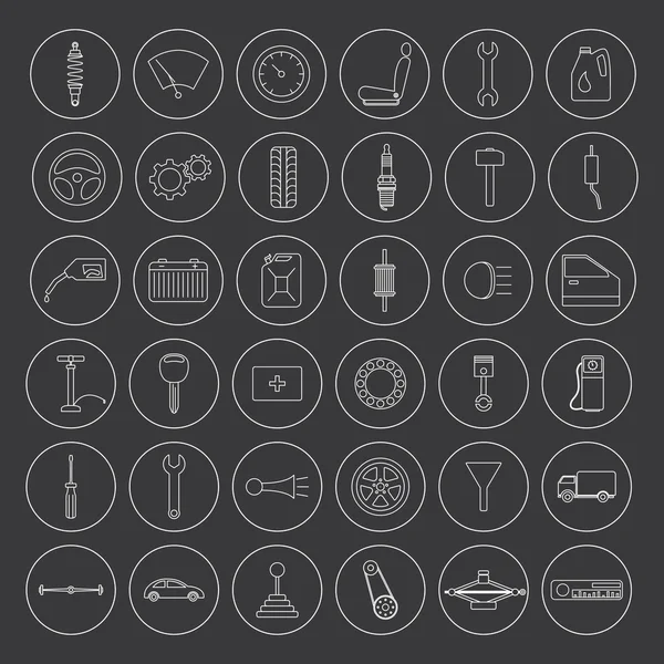 Conjunto de iconos de piezas de coche — Vector de stock