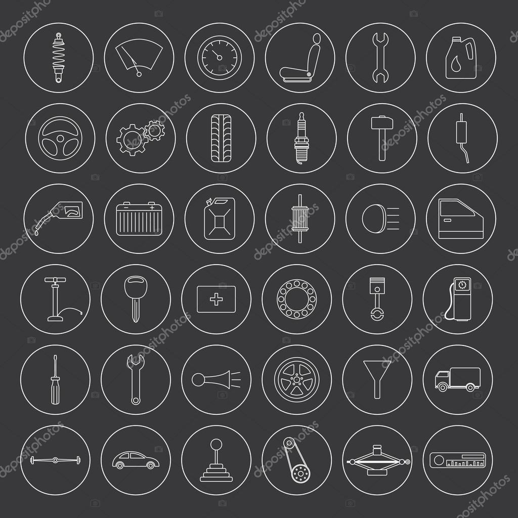 Set of car parts icons. Vector EPS8 illustration.