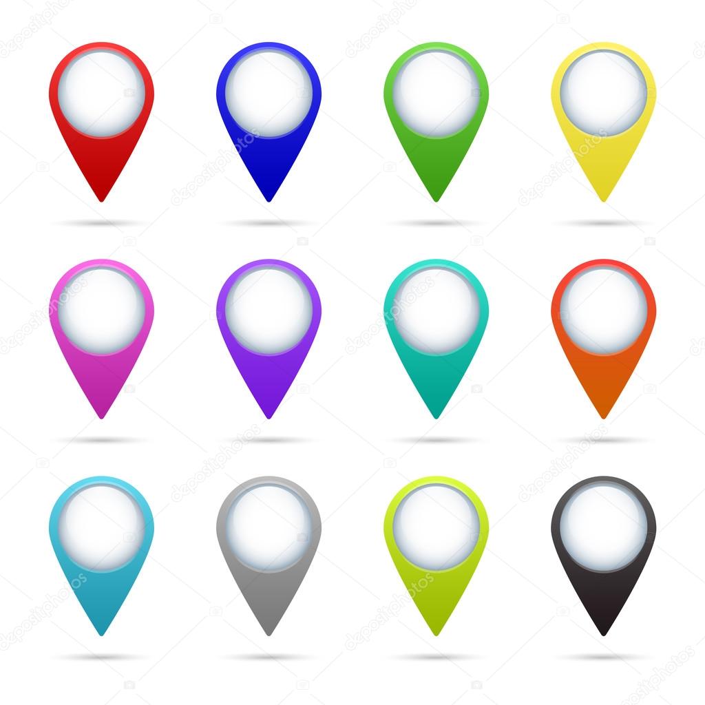 Map pointer icons set