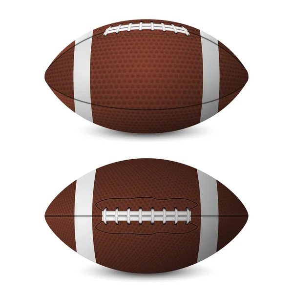 American football ball set - vista frontale, vista laterale . — Vettoriale Stock