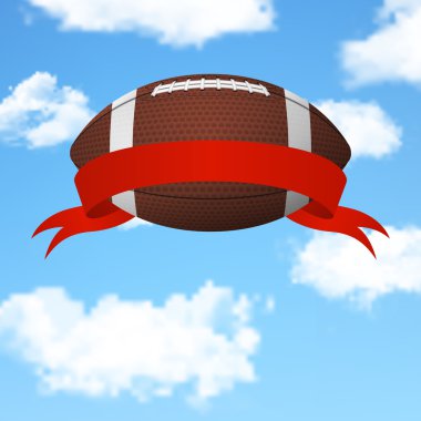Football flying in the sky. Vector background.  clipart