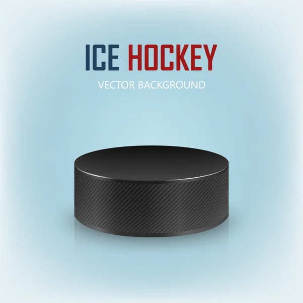 Puck de hockey negro en pista de hielo - fondo vectorial . — Vector de stock