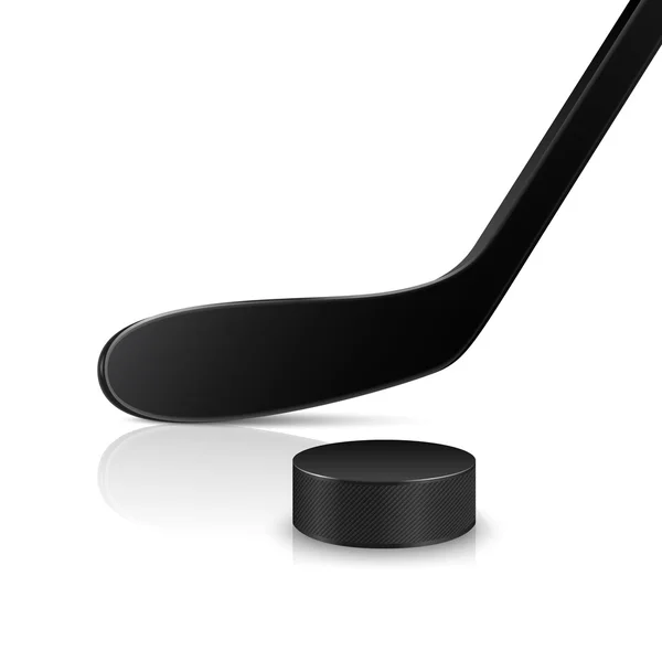 Palo de hockey sobre hielo y Puck — Vector de stock