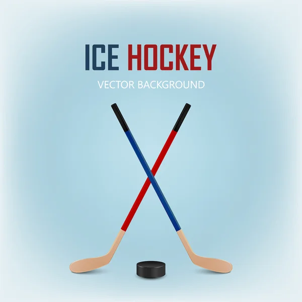 Two crossed hockey sticks and puck. Vector EPS10 background. — Stock Vector