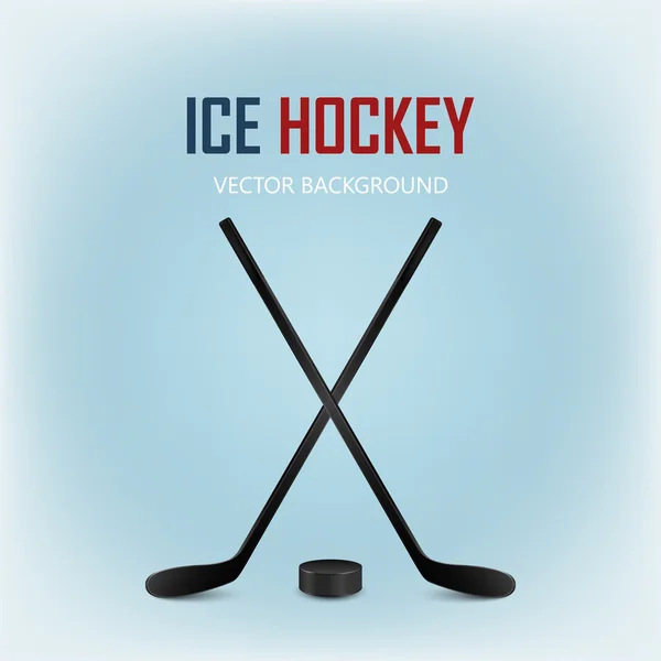 Two crossed hockey sticks and puck. Vector background. — Stock Vector