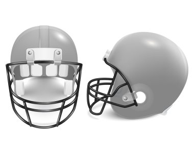 Two vector football helmets - front and side view clipart