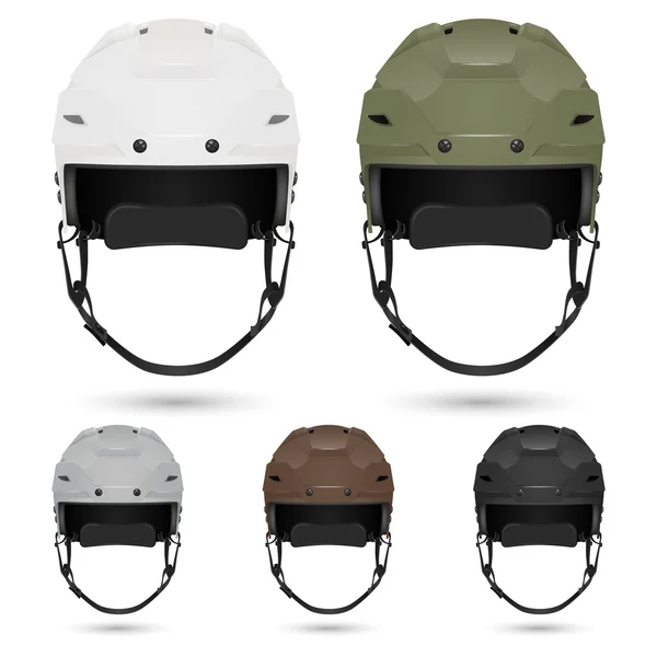 Ice hockey helmets set, isolated. — Stock Vector