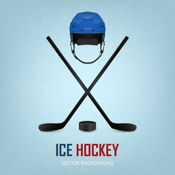 Hełm hokej na lodzie, Pucka i kije. Tło wektor. — Wektor stockowy