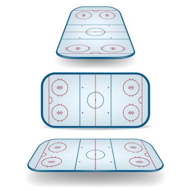 Set of ice hockey fields with different perspectives clipart