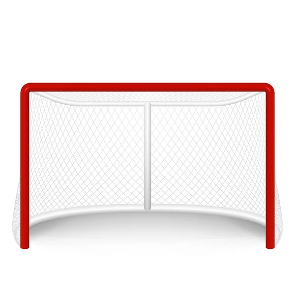 Vector gol de hockey rojo, neto. Aislado sobre blanco . — Archivo Imágenes Vectoriales