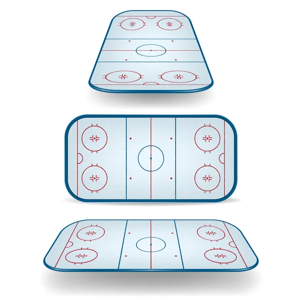 Conjunto de campos de hockey sobre hielo con diferentes perspectivas — Vector de stock