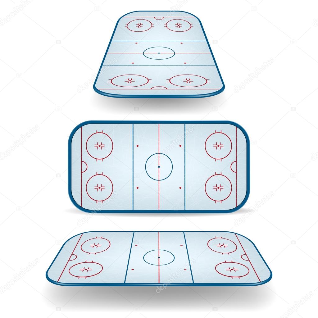 Set of ice hockey fields with different perspectives