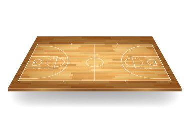 Tahta basketbol sahası. Vektör illüstrasyonu. 