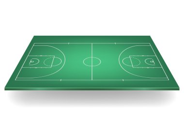 Yeşil basketbol sahası. Vektör çizim. 