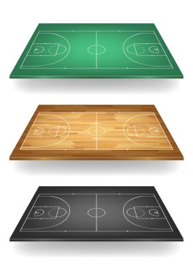 Basketbol Sahası farklı renkler kümesi. İzole.