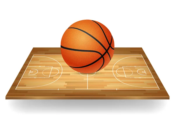 Basketball-Ikone - Ball auf einem Holzplatz. — Stockvektor