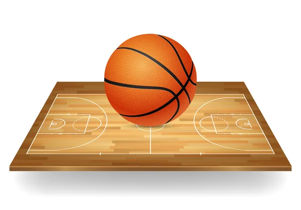 Basketball icon - ball on a wooden court. — Stock Vector