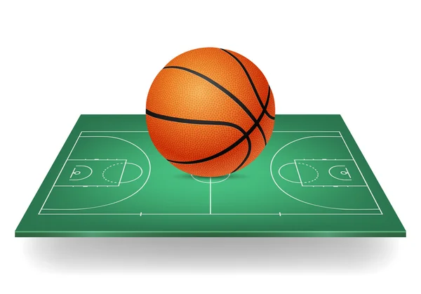 Basketball icon - ball on a green court. Isolated. — Stock Vector