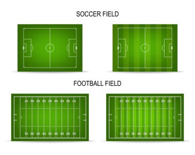 Vektör futbol ve futbol alanlarını ayarlayın