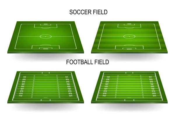 Soccer and football fields set — Stock Vector