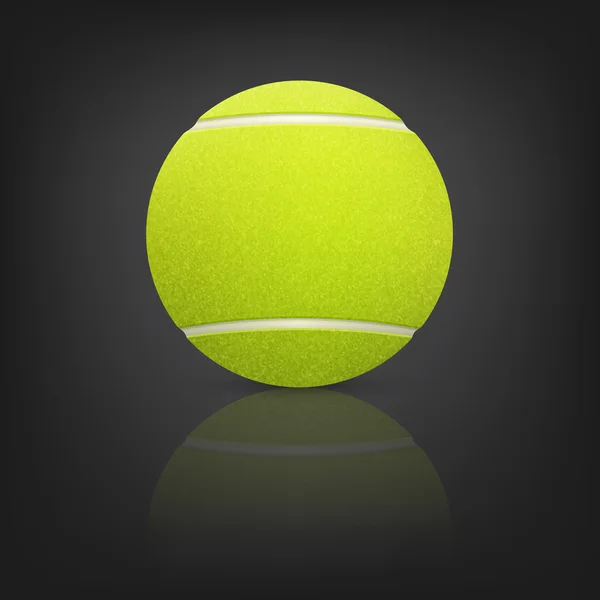 Vector bola de tênis em uma superfície reflexiva na escuridão — Vetor de Stock