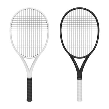 Two vector tennis rackets - white abd black clipart