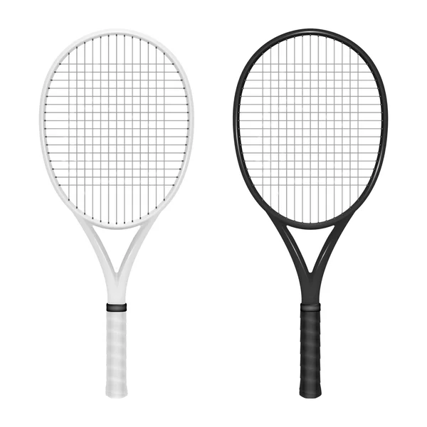 Twee tennisrackets - wit en zwart — Stockvector