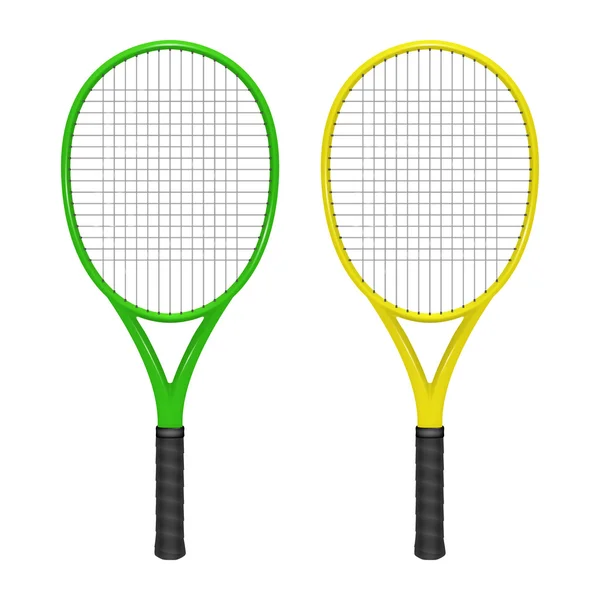 İki tenis raketleri - yeşil ve sarı — Stok Vektör