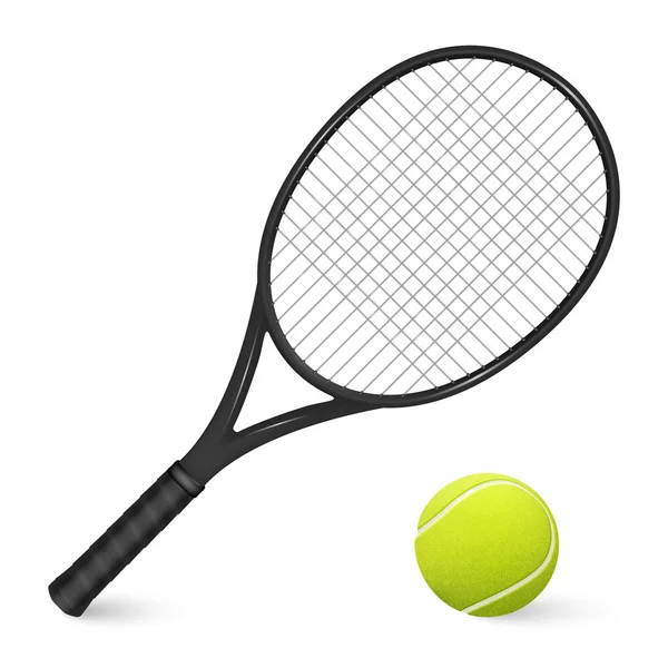 Raqueta de tenis y pelota — Vector de stock