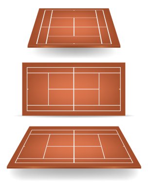 Kahverengi tenis kortları bakış açısı ile kümesi