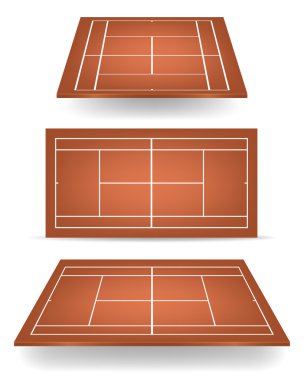 Set of brown tennis courts with perspective clipart