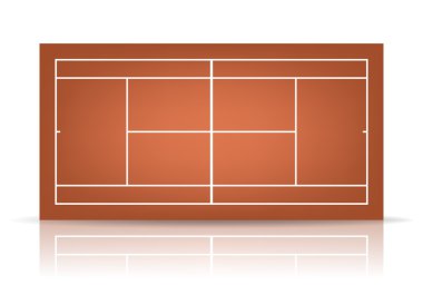 Vector brown tennis court with reflection clipart