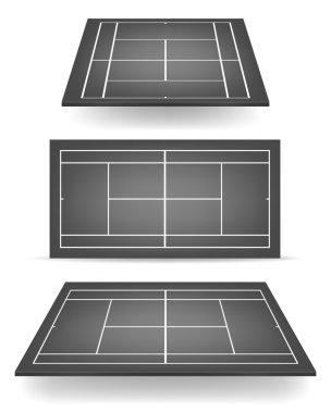 Set of black tennis courts with perspective clipart