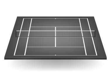 Vector black tennis court with netting vector