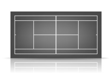Vector black tennis court with reflection vector