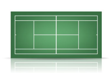 Vector green tennis court with reflection clipart