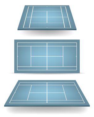 Mavi tenis kortları bakış açısı ile kümesi