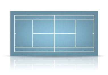 Vector blue tennis court with reflection clipart