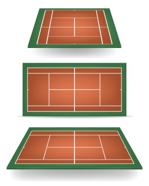 Set of combinated tennis courts with perspective clipart