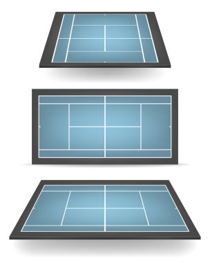 Set of combinated tennis courts with perspective vector