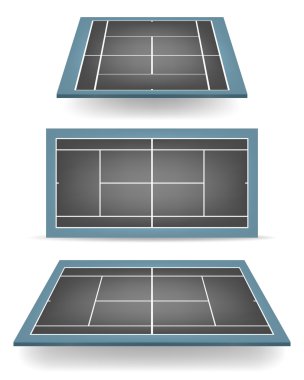 Set of combinated tennis courts with perspective vector