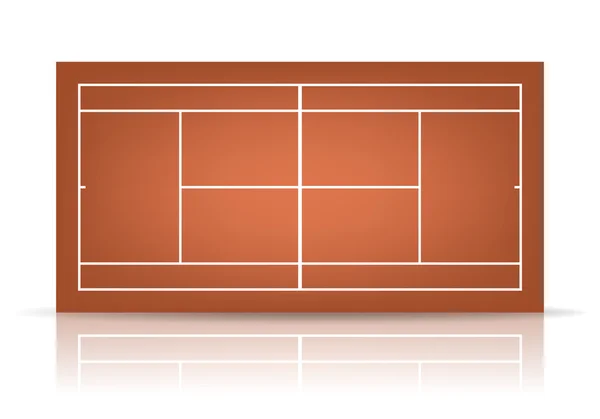 Vector bruin tennisbaan met reflectie — Stockvector