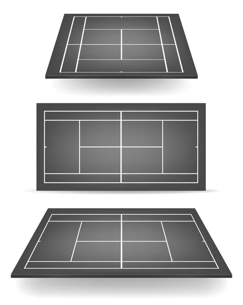 Conjunto de pistas de tenis negro con perspectiva — Vector de stock