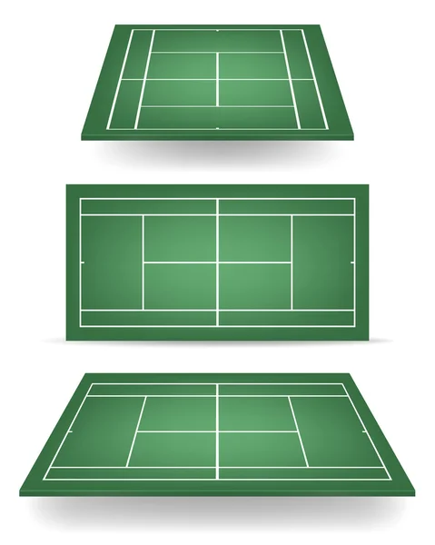 Sada zelená tenisové kurty s perspektivou — Stockový vektor