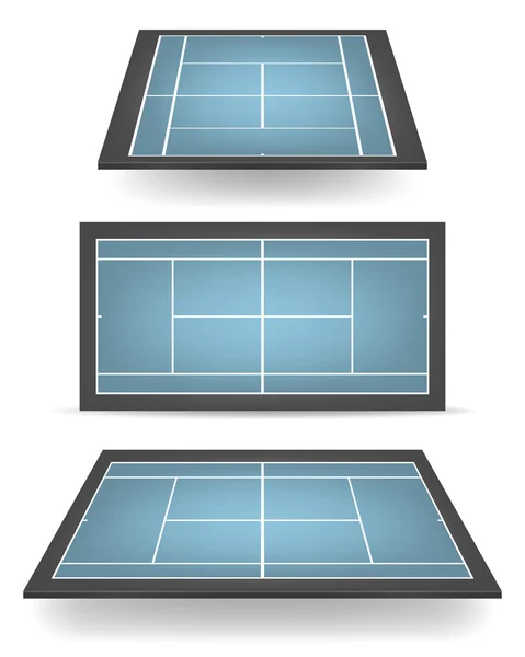 Set di campi da tennis combinati con prospettiva — Vettoriale Stock