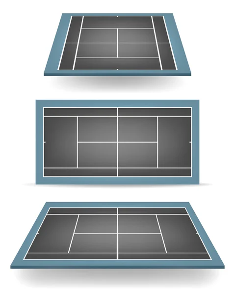 Set di campi da tennis combinati con prospettiva — Vettoriale Stock