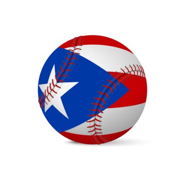 Baseball with flag of Puerto-Rico, isolated on white clipart