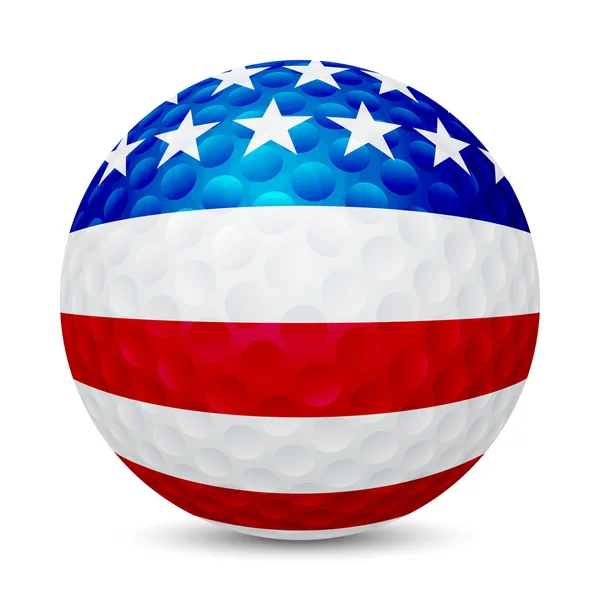 Bola de golfe com bandeira dos EUA, isolada em branco — Vetor de Stock